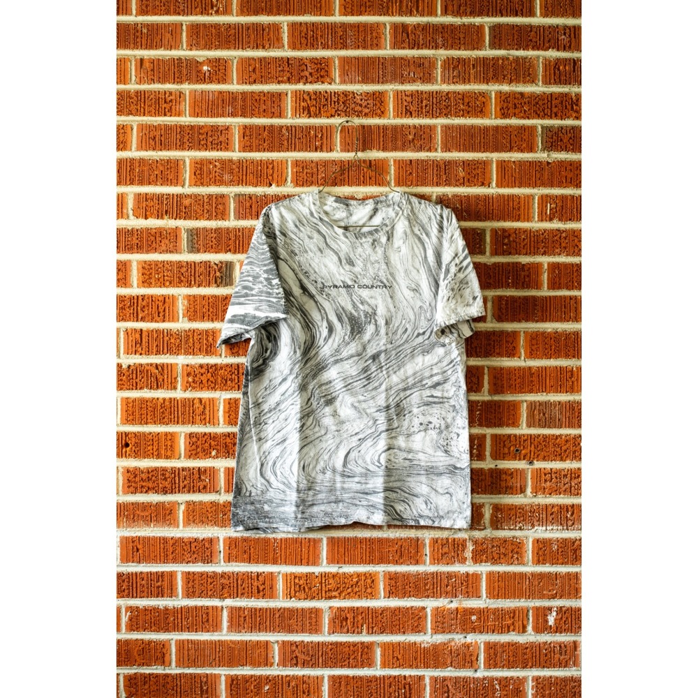 Pyramid Country Skateboards Rare Gray Swirl Shirt Mens M All Over Dye Stone Star